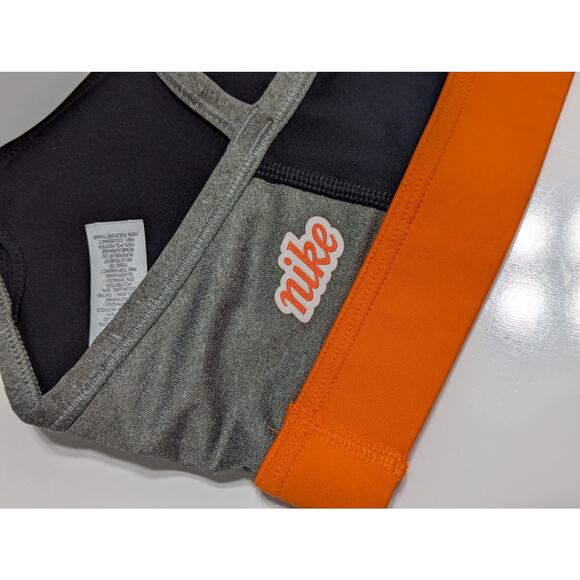 Nike Icon Clash Light Support Sports Bra Black Orange Swoosh Colorblock Workout - Picture 3 of 5